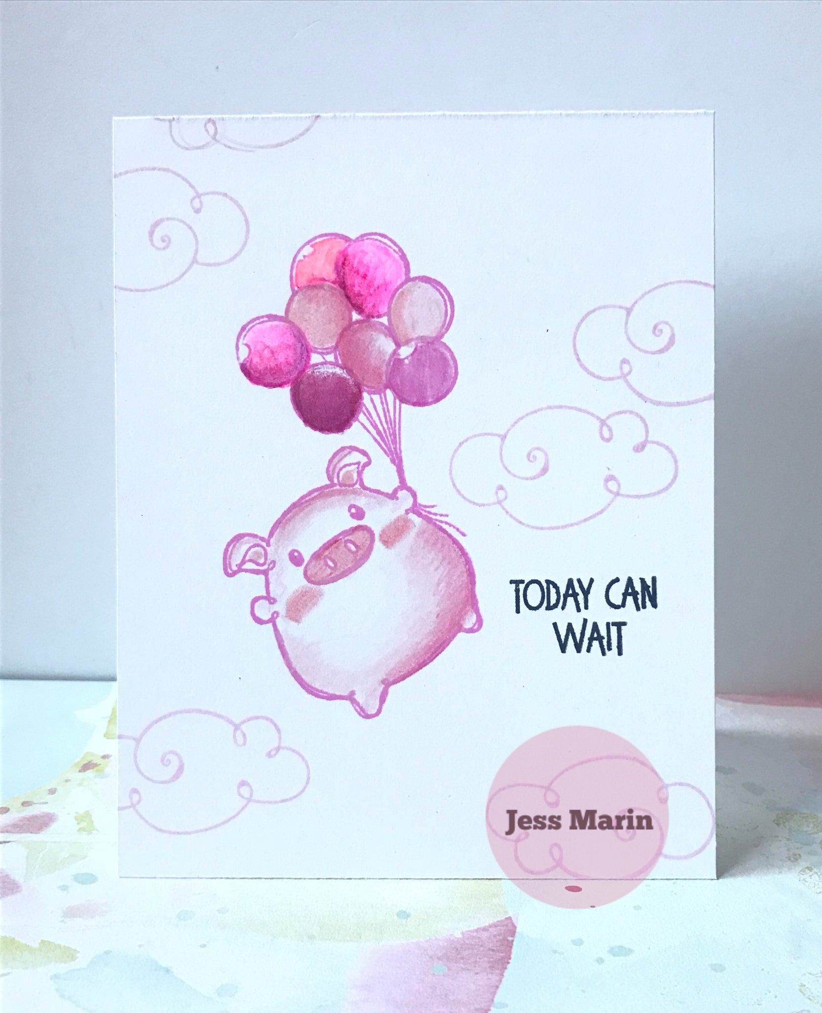 Guest Designer Jess Marin shares a pink piggy card!