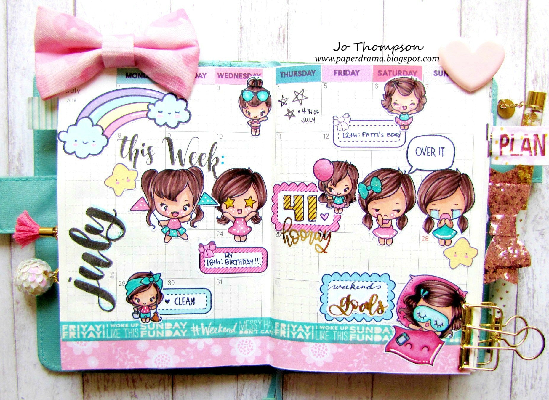 Guest Designer Jo Thompson with her July Planner Page!