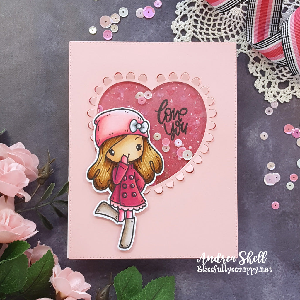 Guest Designer Andrea Shell with Miss Anya Hello Winter Shaker Card