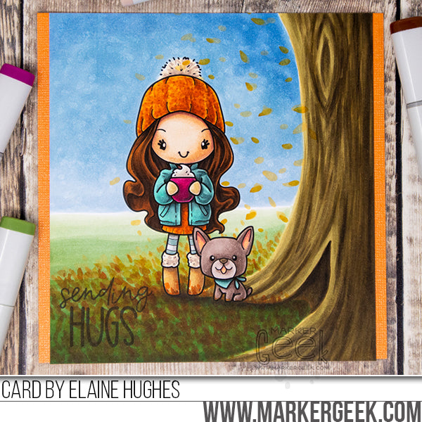Miss Anya Pumpkin Spice Autumn Scene Copic Colouring with Marker Geek!