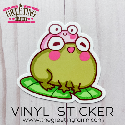 3" Lily Pad Frogs - Matte Vinyl Sticker