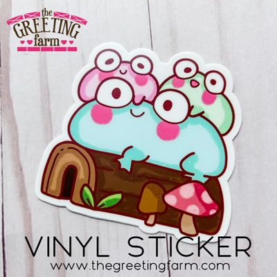 3" Pastel Frogs - Matte Vinyl Sticker
