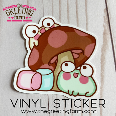 3" Mushroom Frogs - Matte Vinyl Sticker