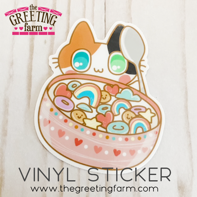 3" Cat Cereal - Glossy Vinyl Sticker