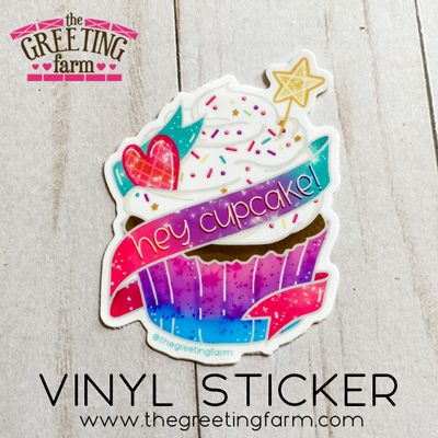 3" Hey Cupcake - Glossy Vinyl Sticker